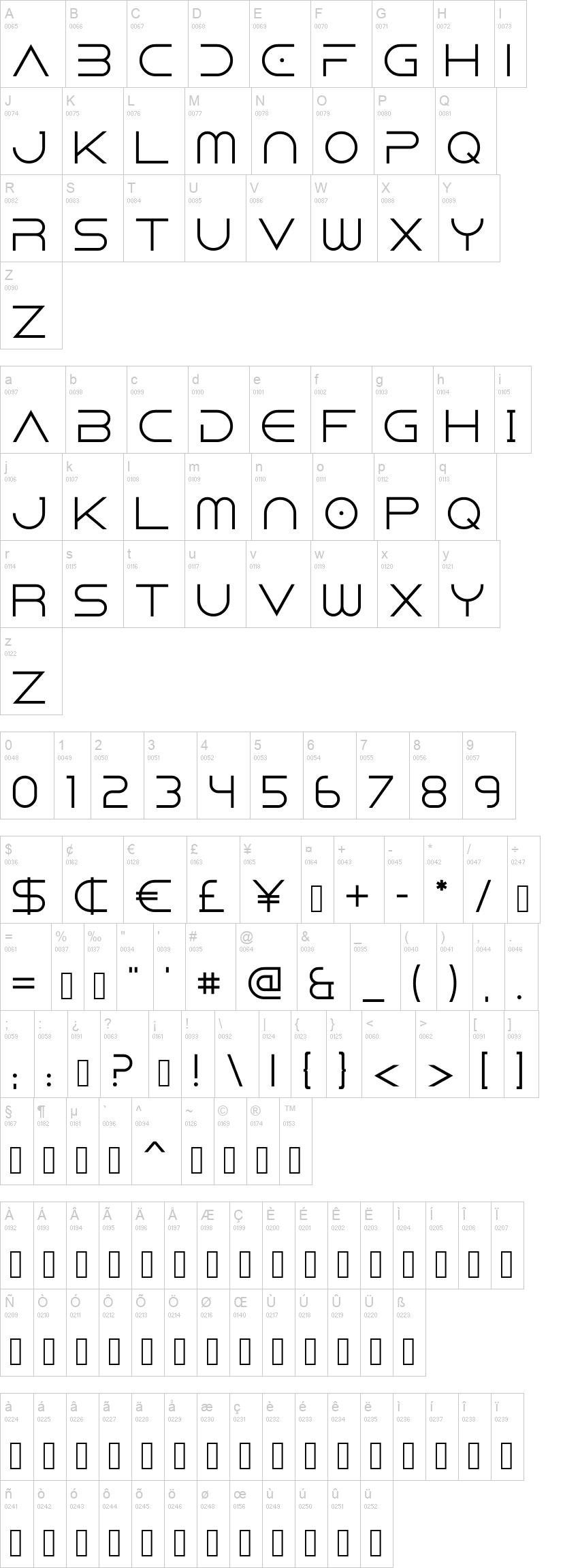 Dune Rise 字体字形表
