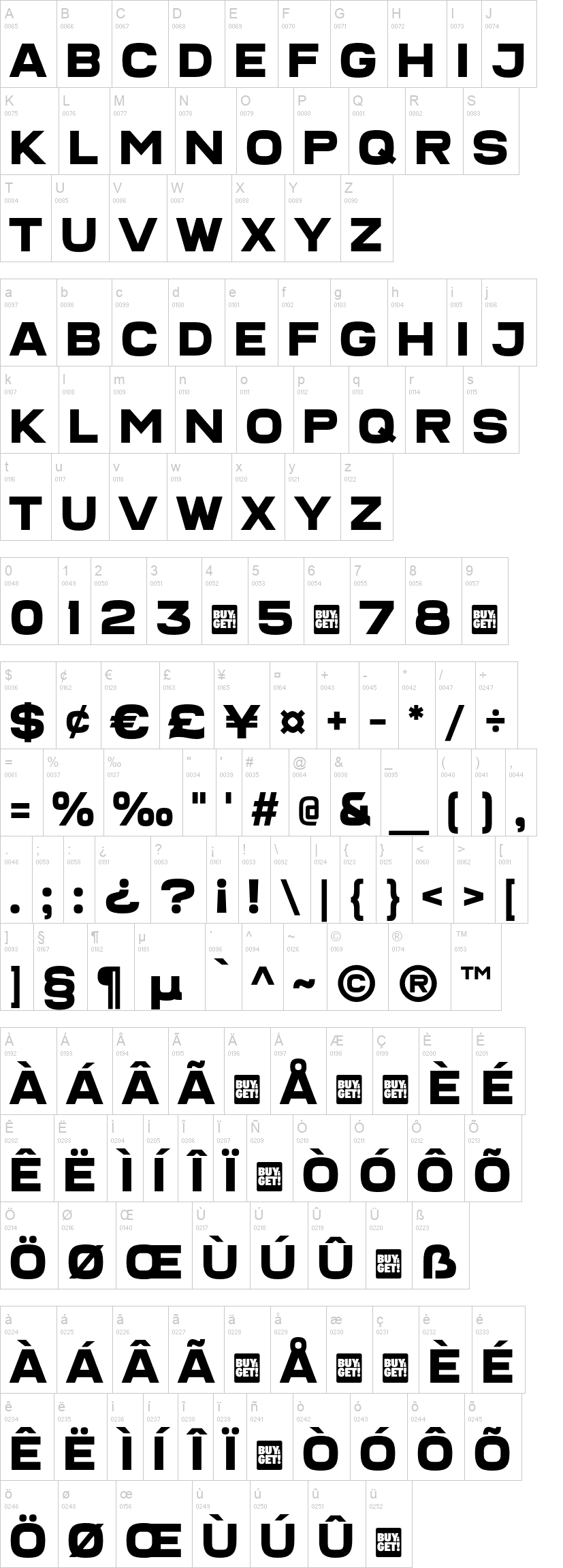 Dunkerque 字体字形表