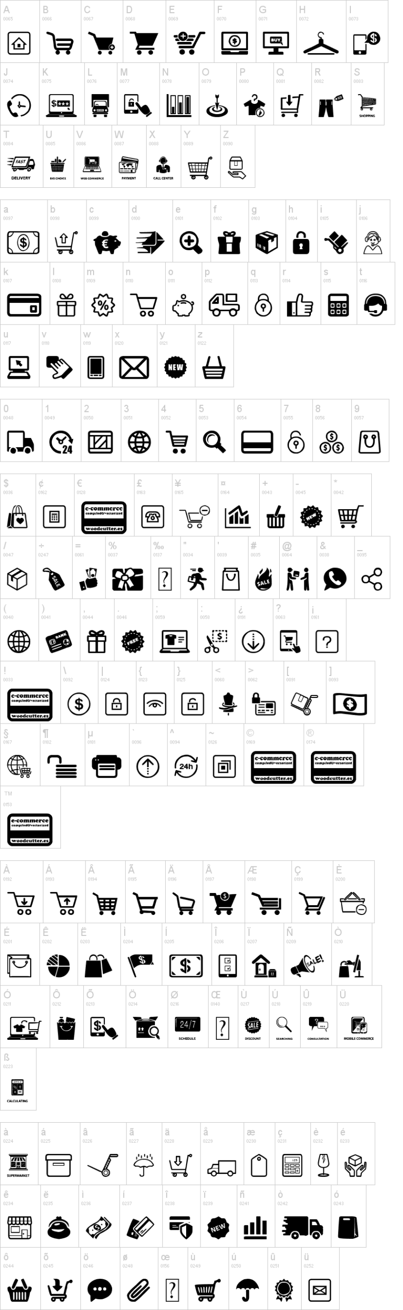 E-commerce 字体字形表