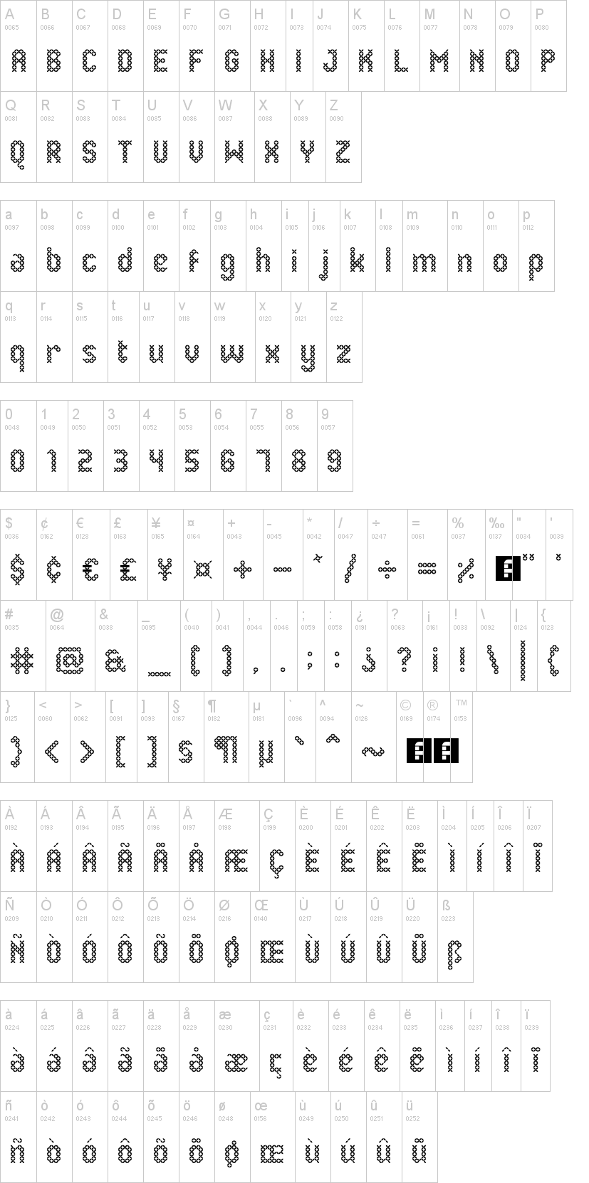 Eenvoudige Batik 字体字形表