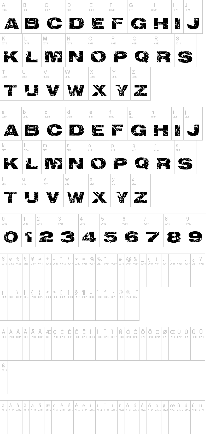 Electrical 字体字形表