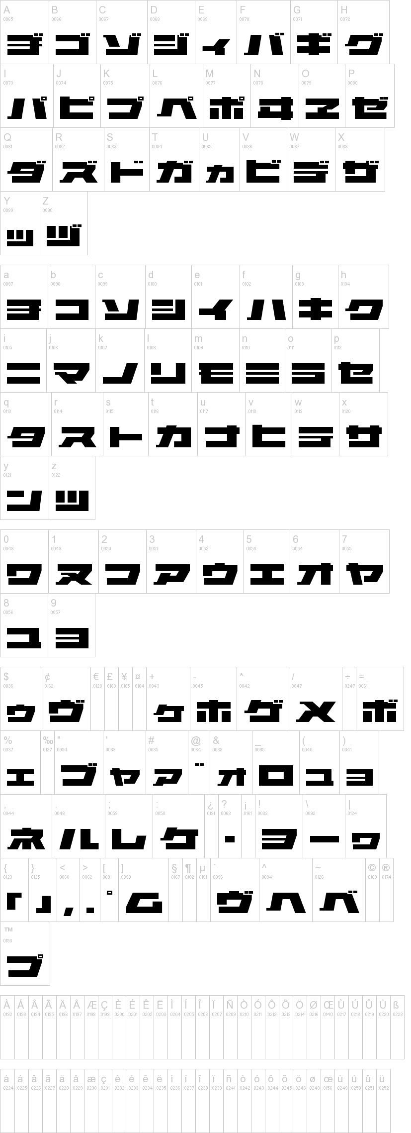 Elephant K 字体字形表