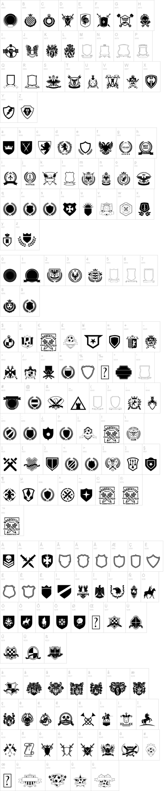Emblem 字体字形表