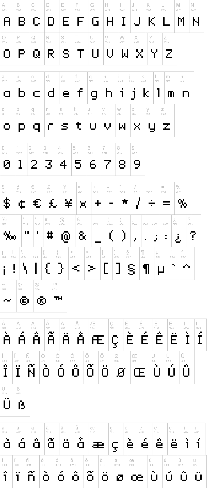 Enter Command 字体字形表