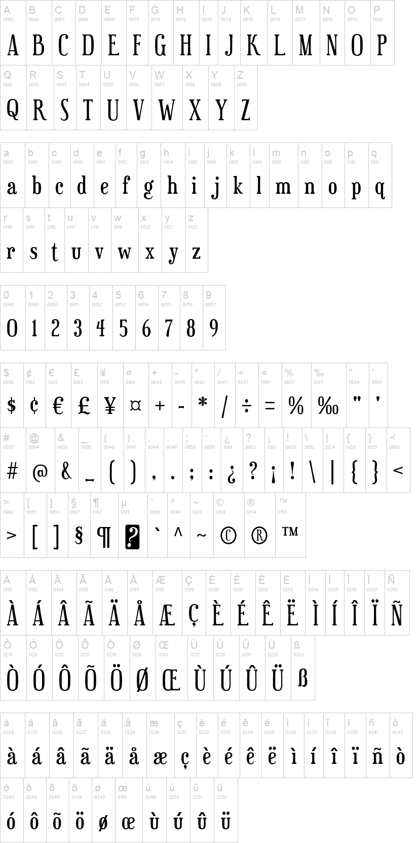 Euphorigenic 字体字形表