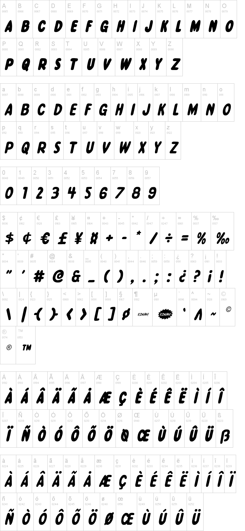 Excelsior Comics 字体字形表