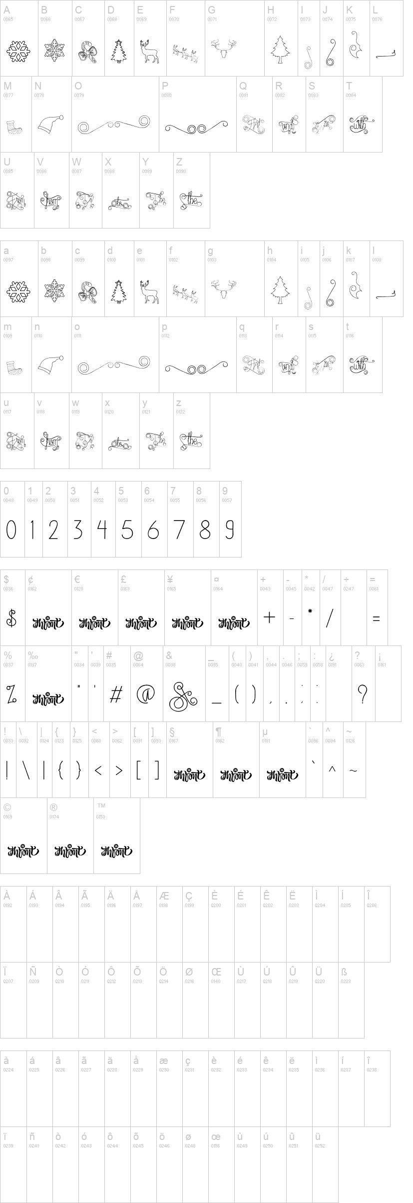 Fantasia Decorative 字体字形表