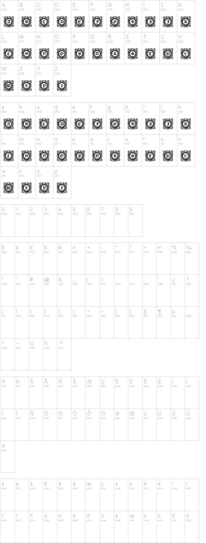 Fantasy Capitals 字体字形表