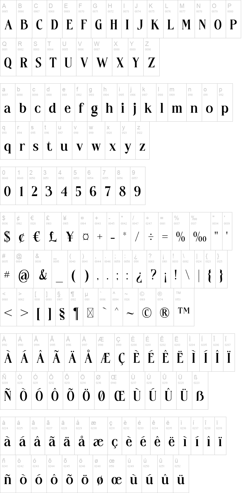 Fantasy Magist 字体字形表