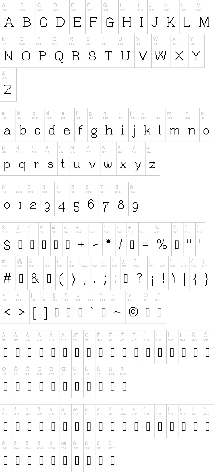 Fantasy Draft 字体字形表