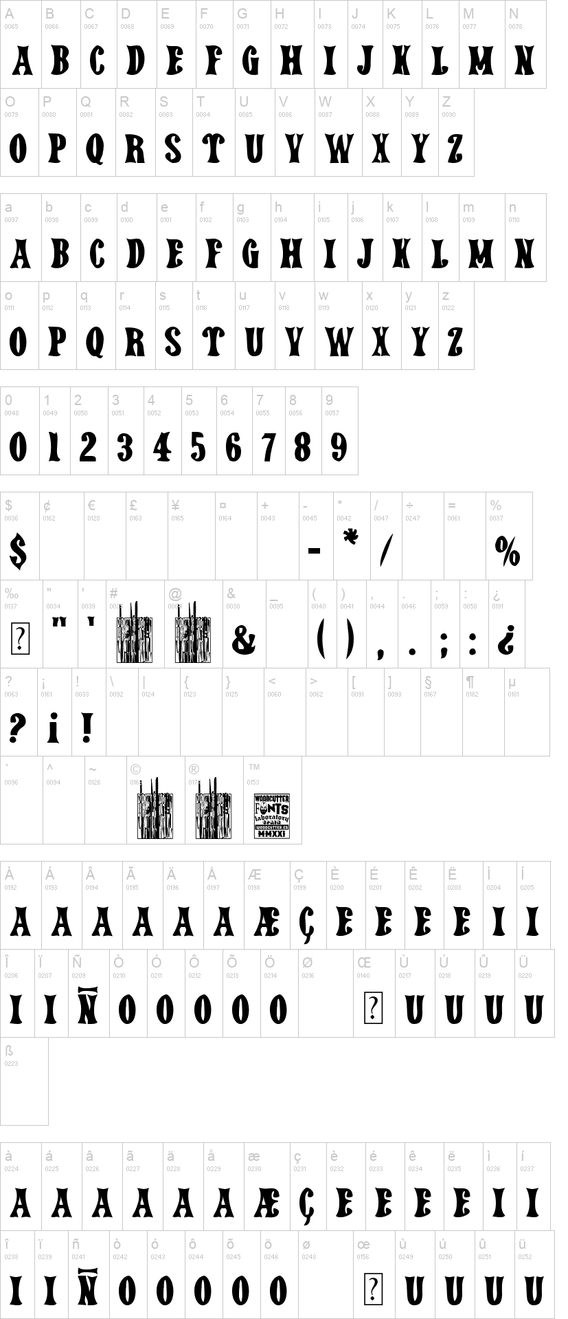 Far Away Home 字体字形表