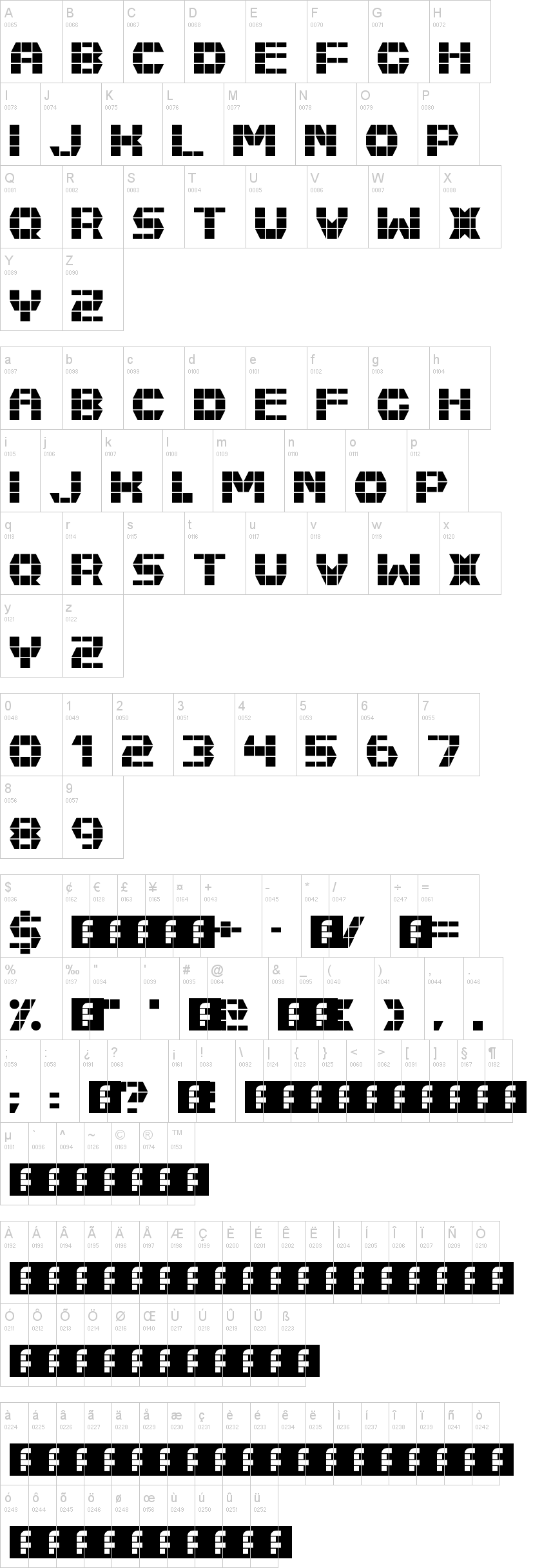Fast Money 字体字形表
