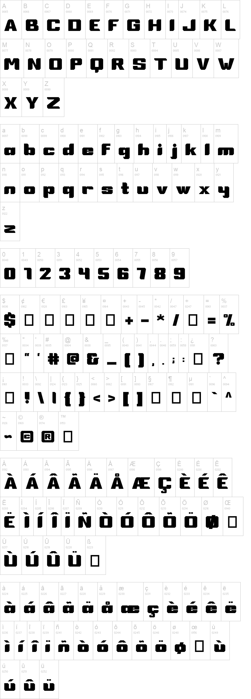 Father Galaxy 字体字形表