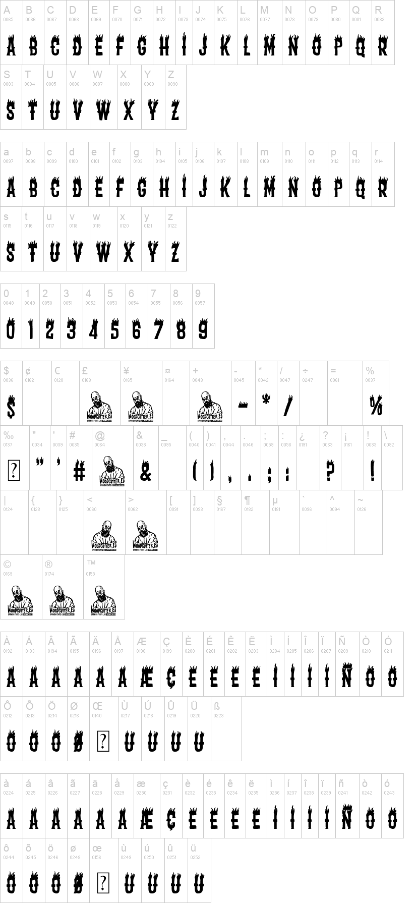 Fire in the West Valley 字体字形表