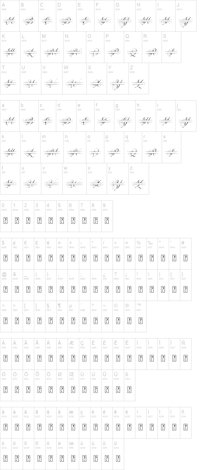 Flourish Monogram 字体字形表