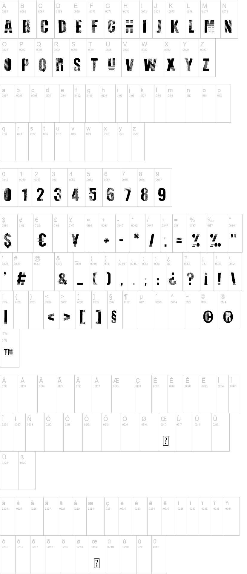 Folk Festival 字体字形表