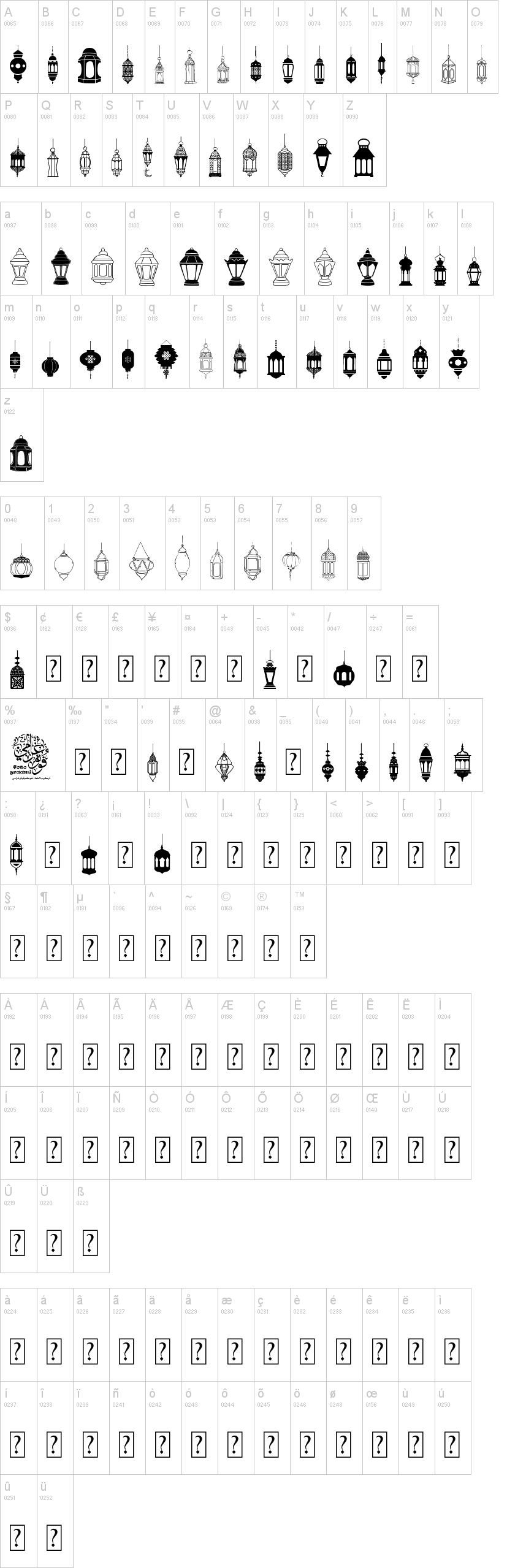 Fotograami Lamp Islamic 字体字形表