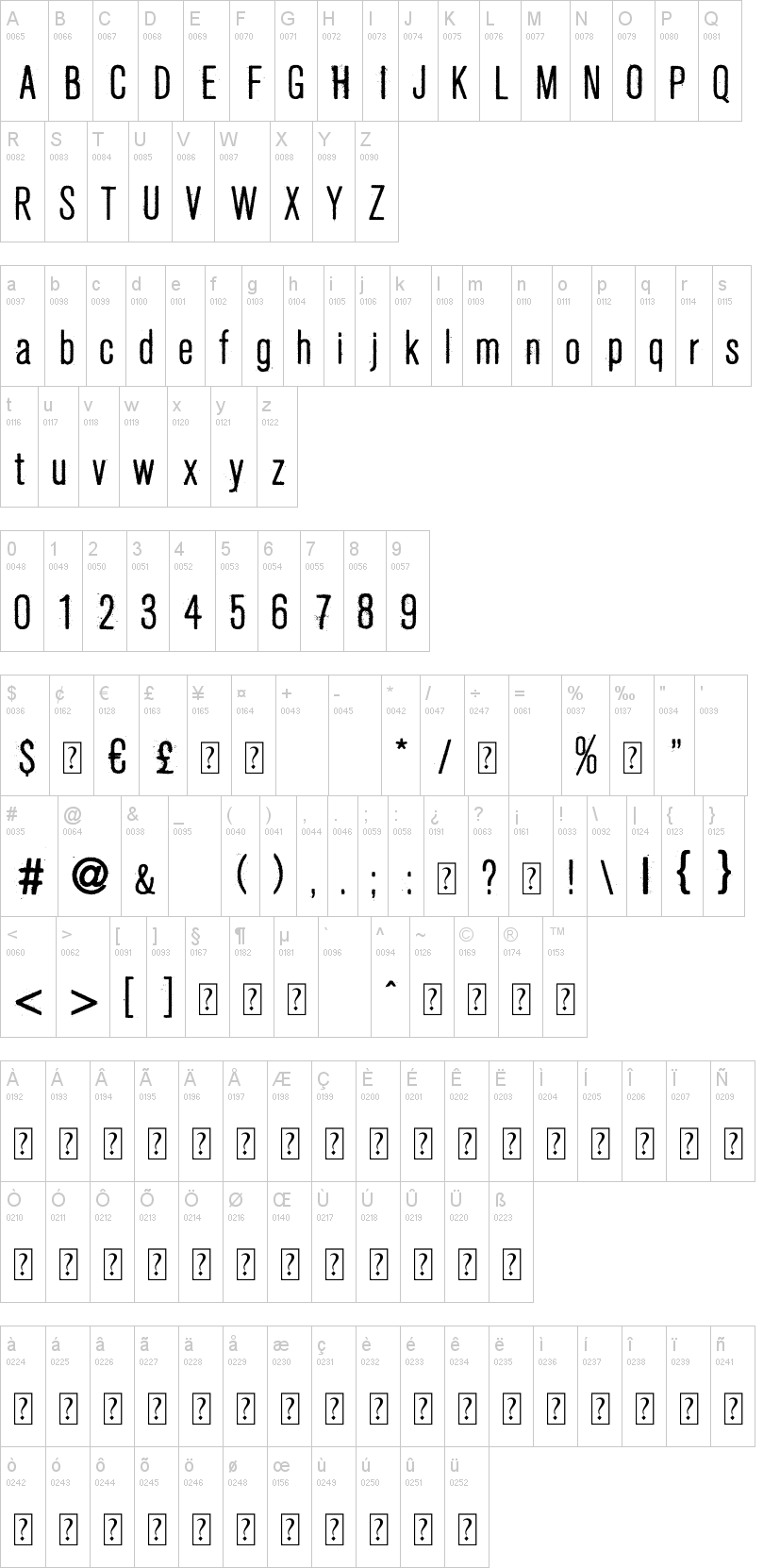 Fresco Stamp 字体字形表