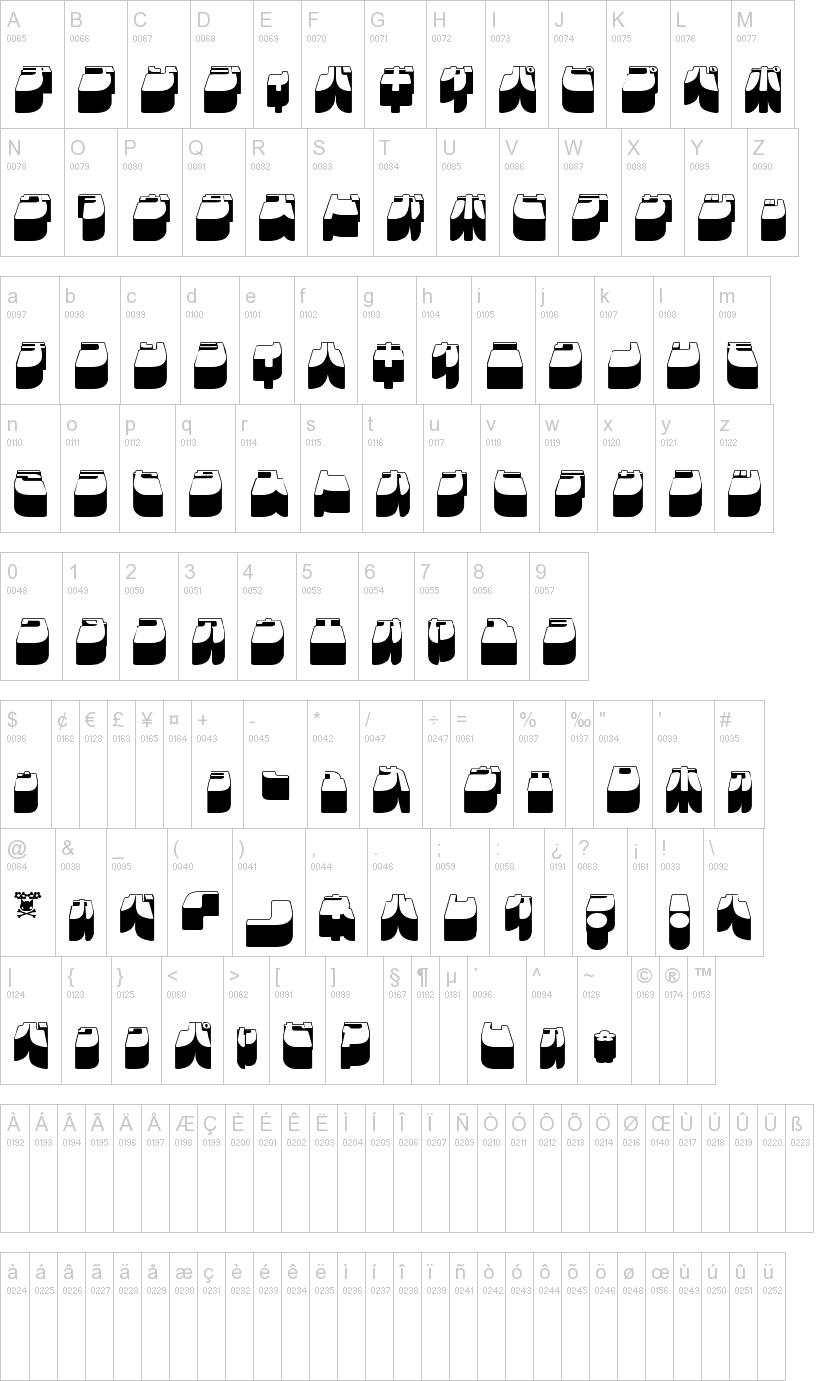 Frigate Katakana 字体字形表