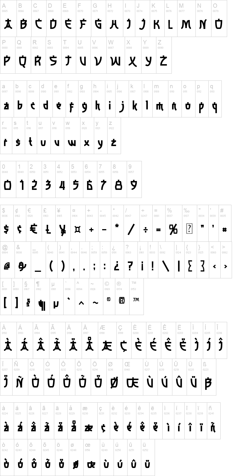 Fujiyama 字体字形表