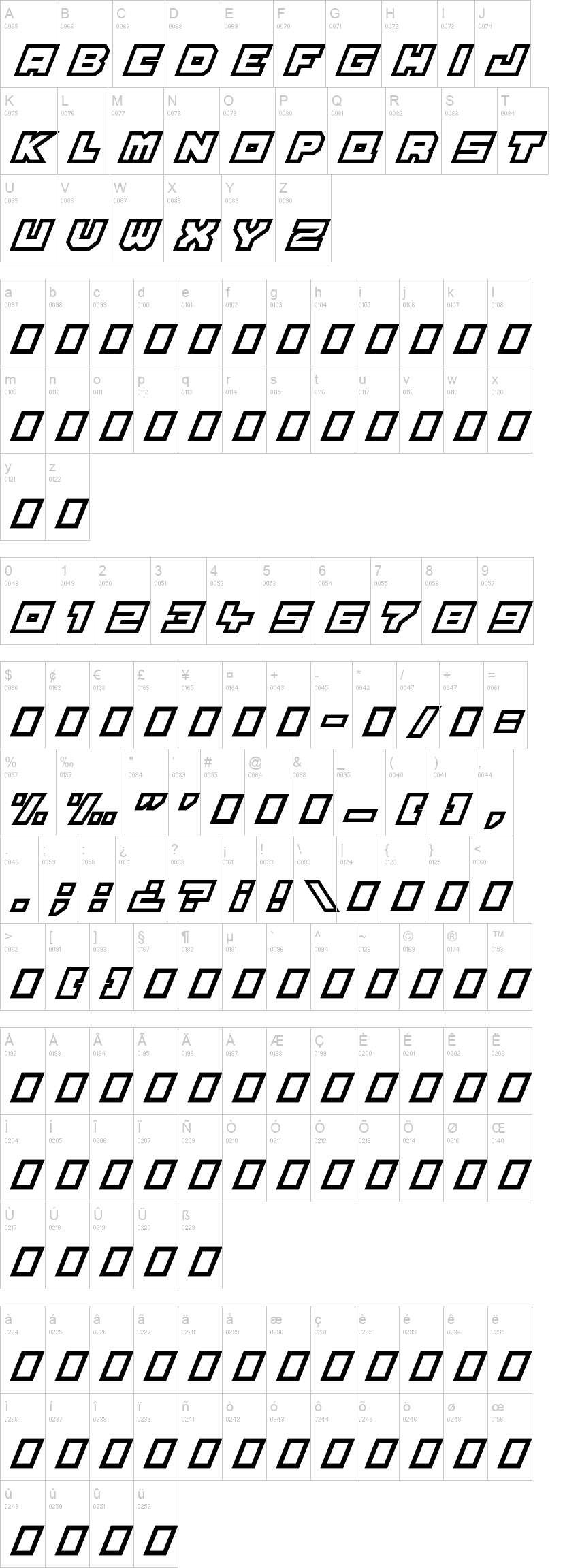 Full Pack 2025 字体字形表