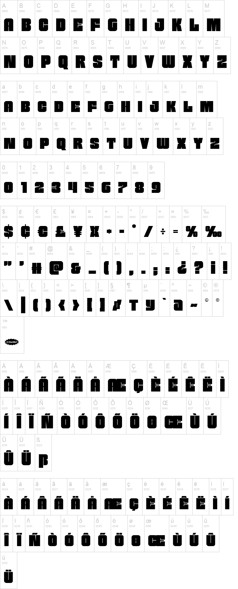 Funk Machine 字体字形表