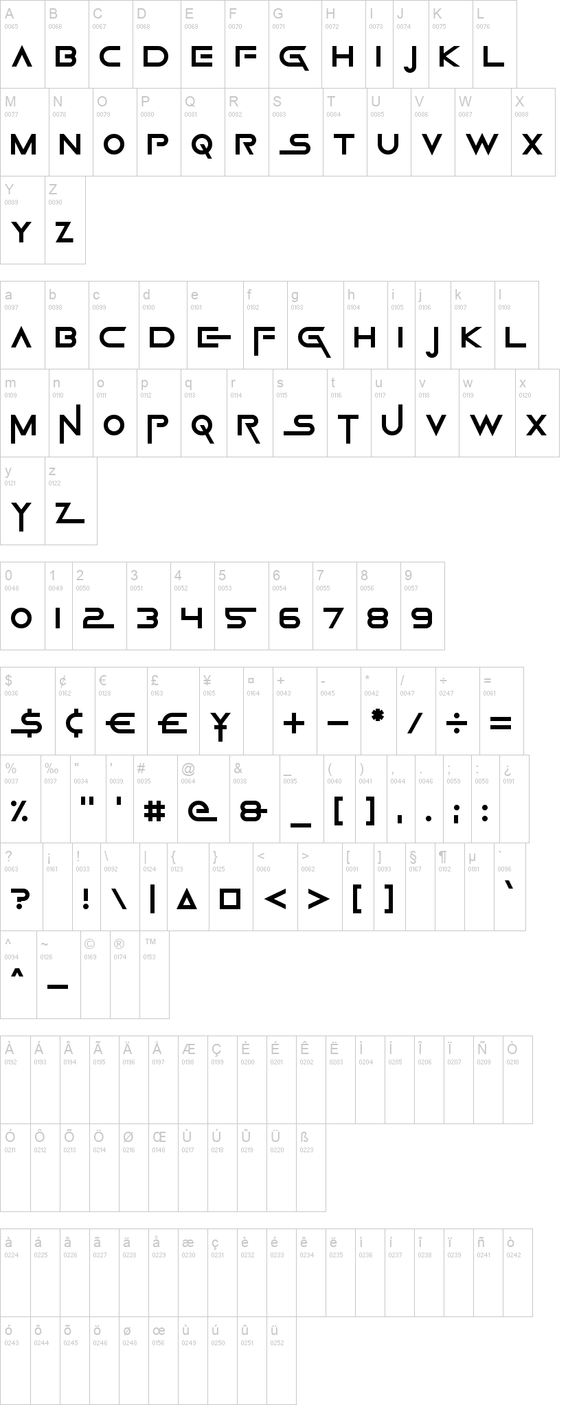 Game Of Squids 字体字形表