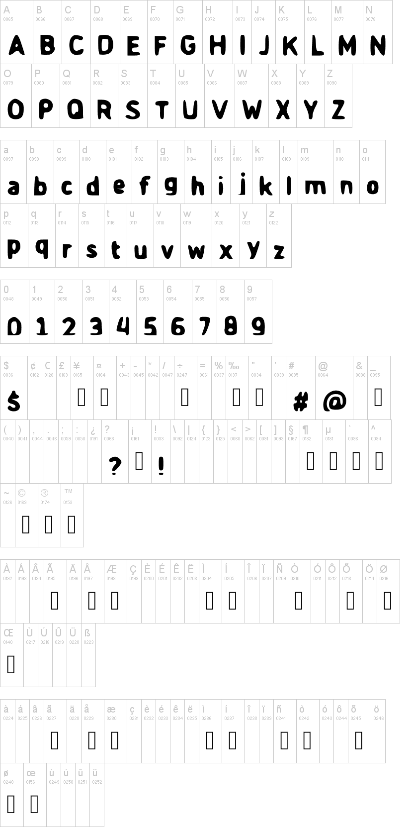 Game Time 字体字形表