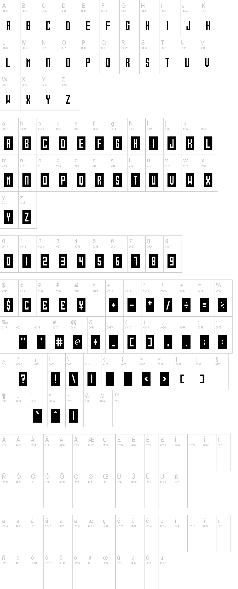 Gameshow 字体字形表