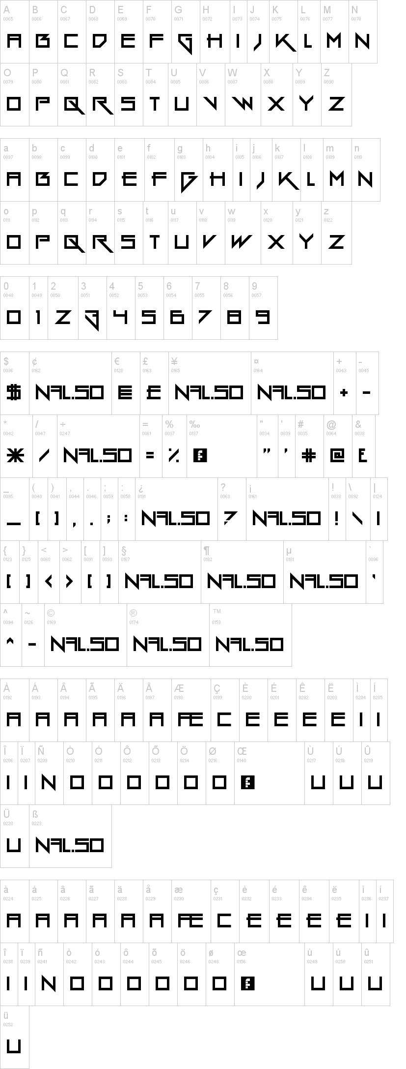 Gang Wolfik 字体字形表