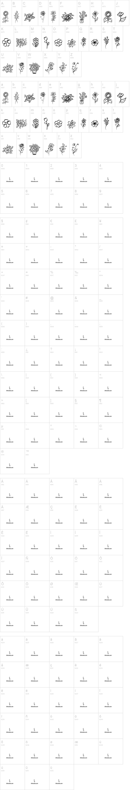 Garden Flowers 字体字形表