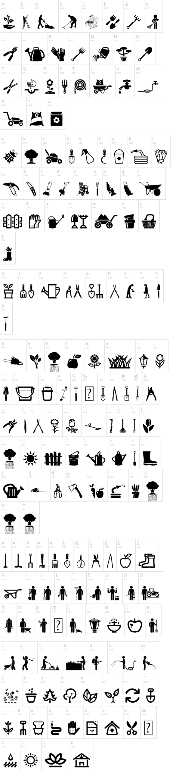 Garden Icons 字体字形表