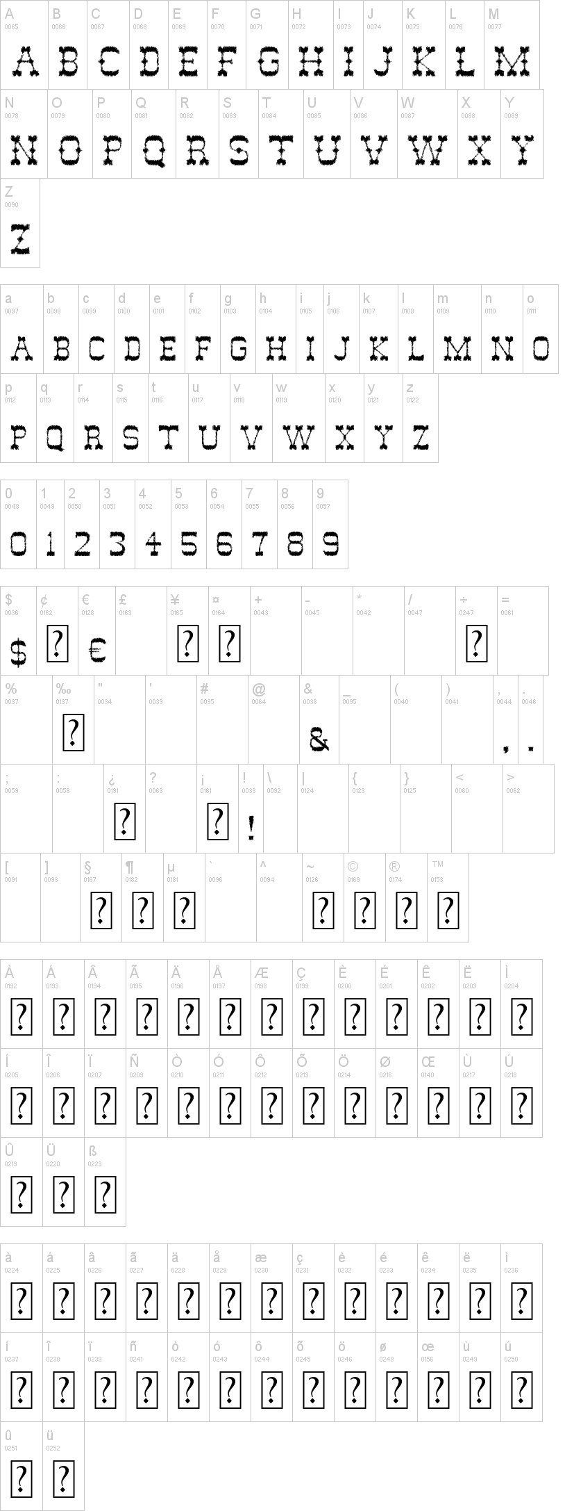 Ghost Of The Wild West 字体字形表