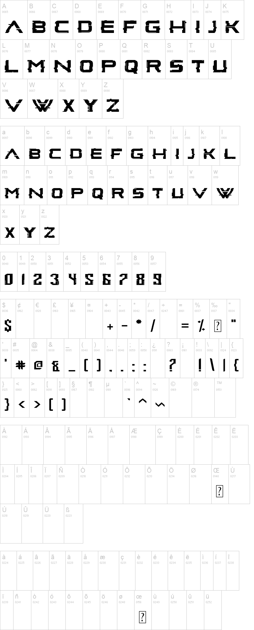 Glitch Inside 字体字形表