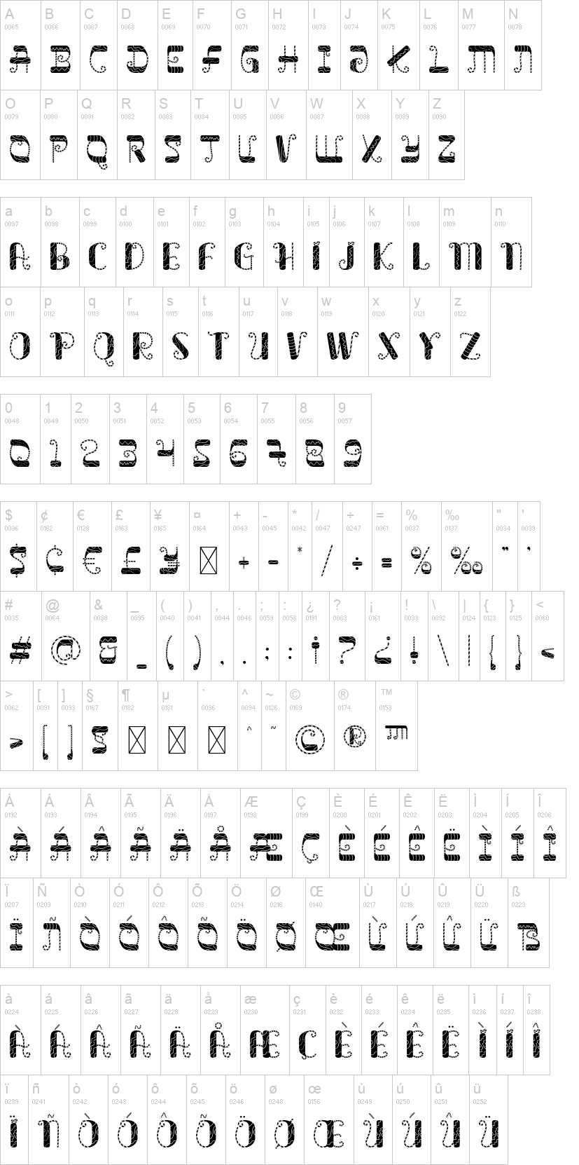 Glitch Sleigh 字体字形表