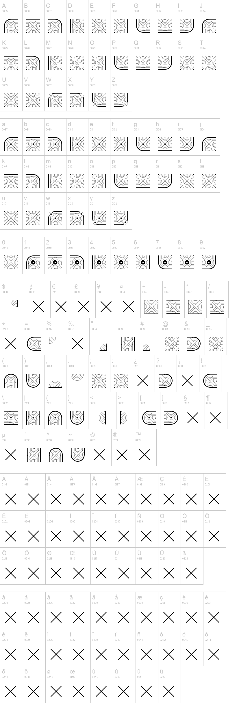 GlukFramesM7 字体字形表