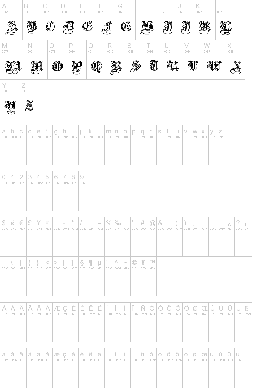 Halftone 字体字形表