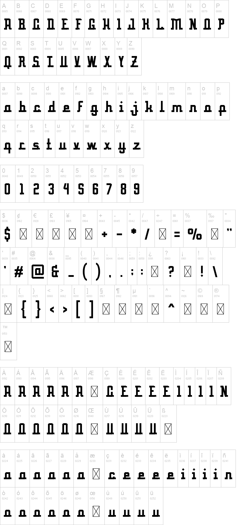 Halimah 字体字形表