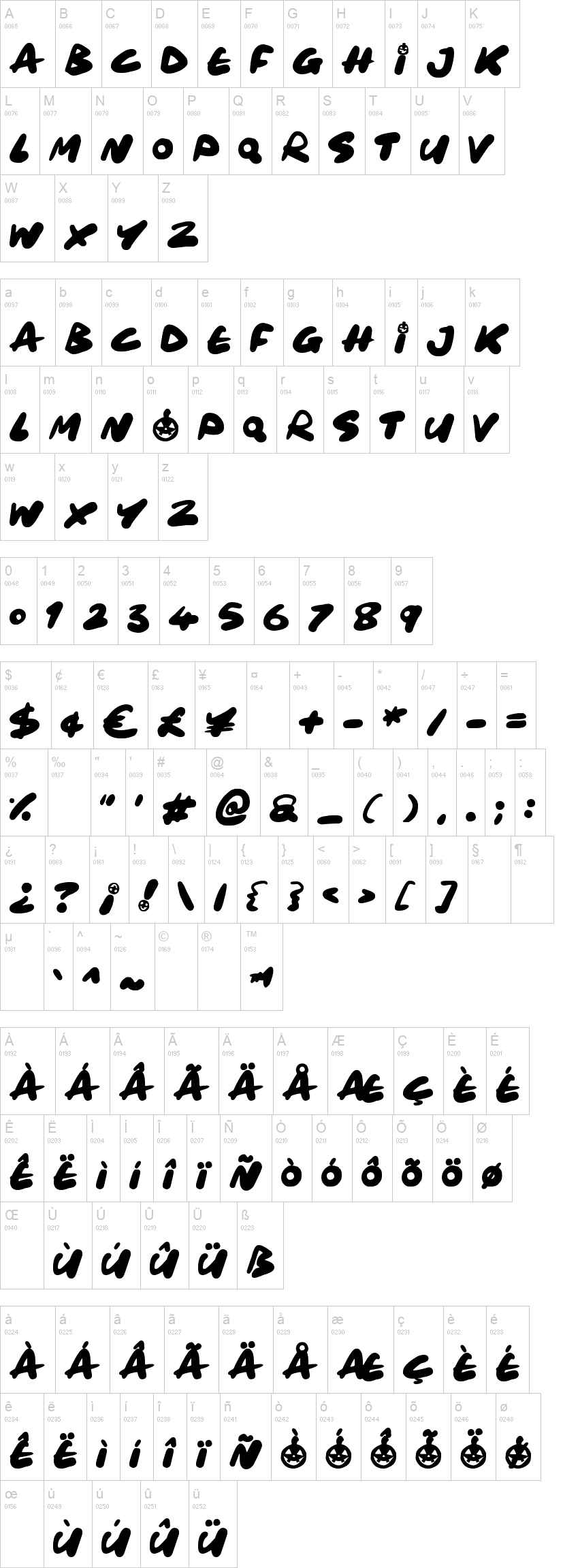 Halloween Time 字体字形表