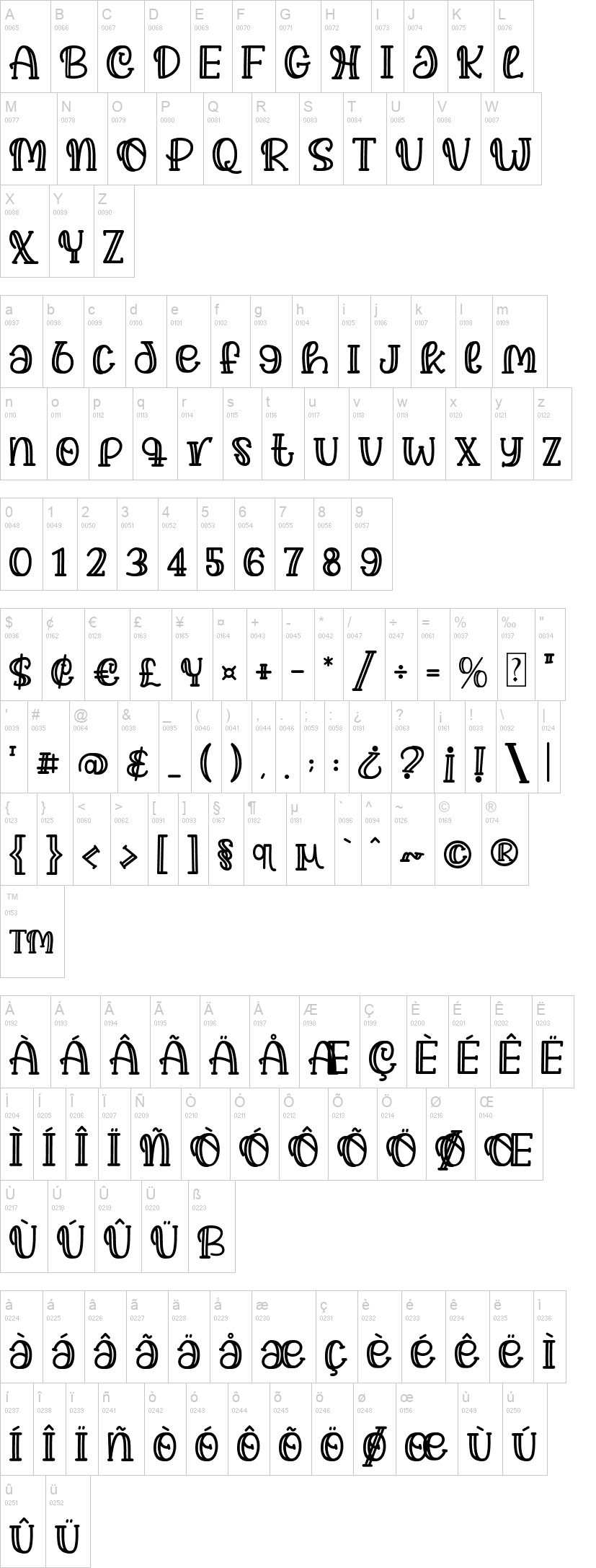 Halo Domas 字体字形表