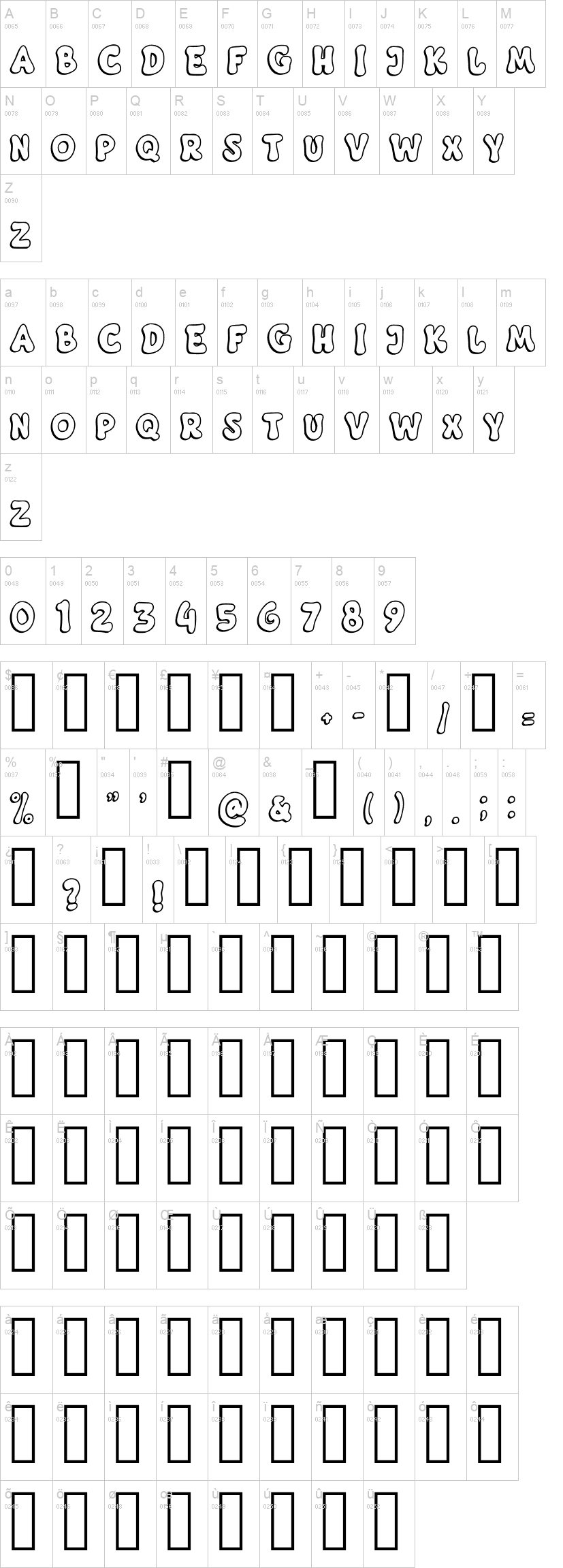 Happy Groovy 字体字形表
