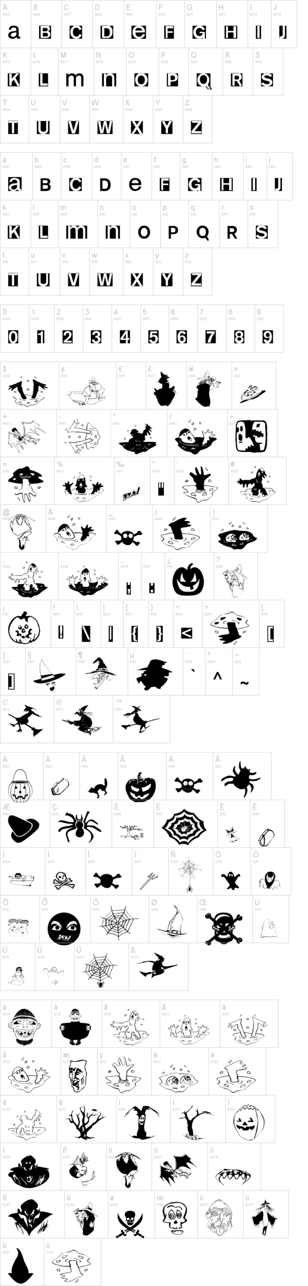 HelloweeniA 字体字形表