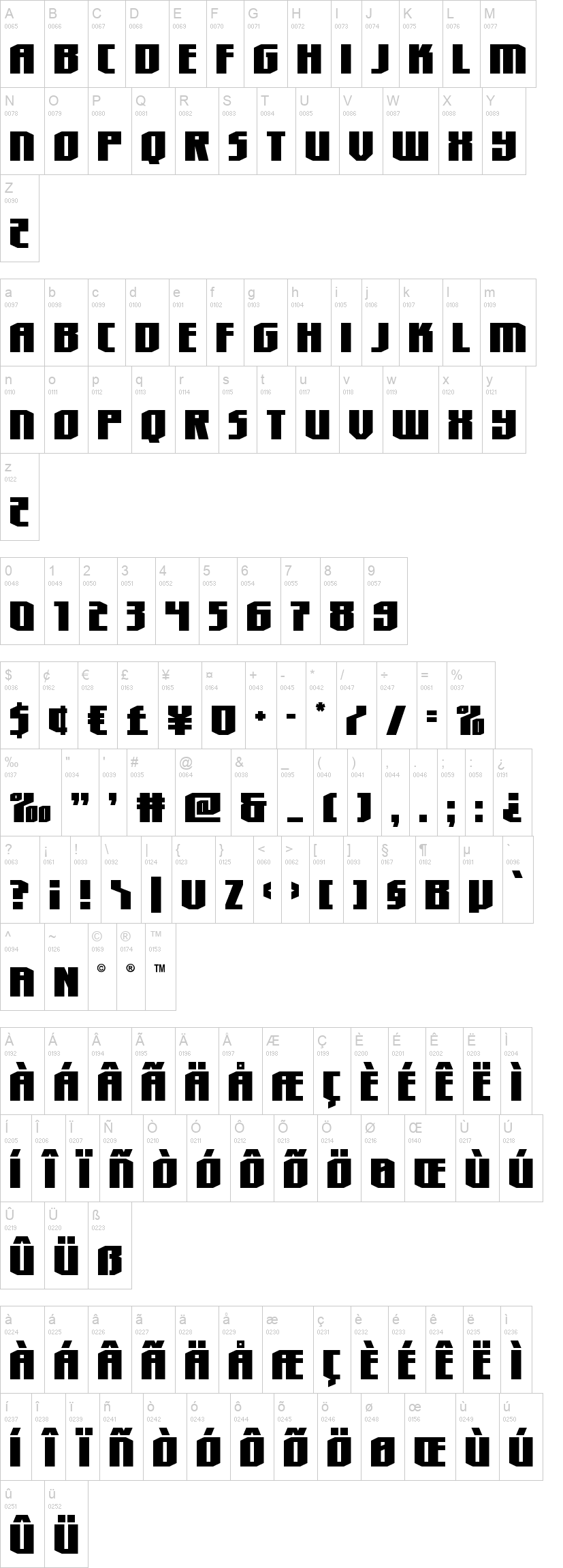Hero Worship 字体字形表