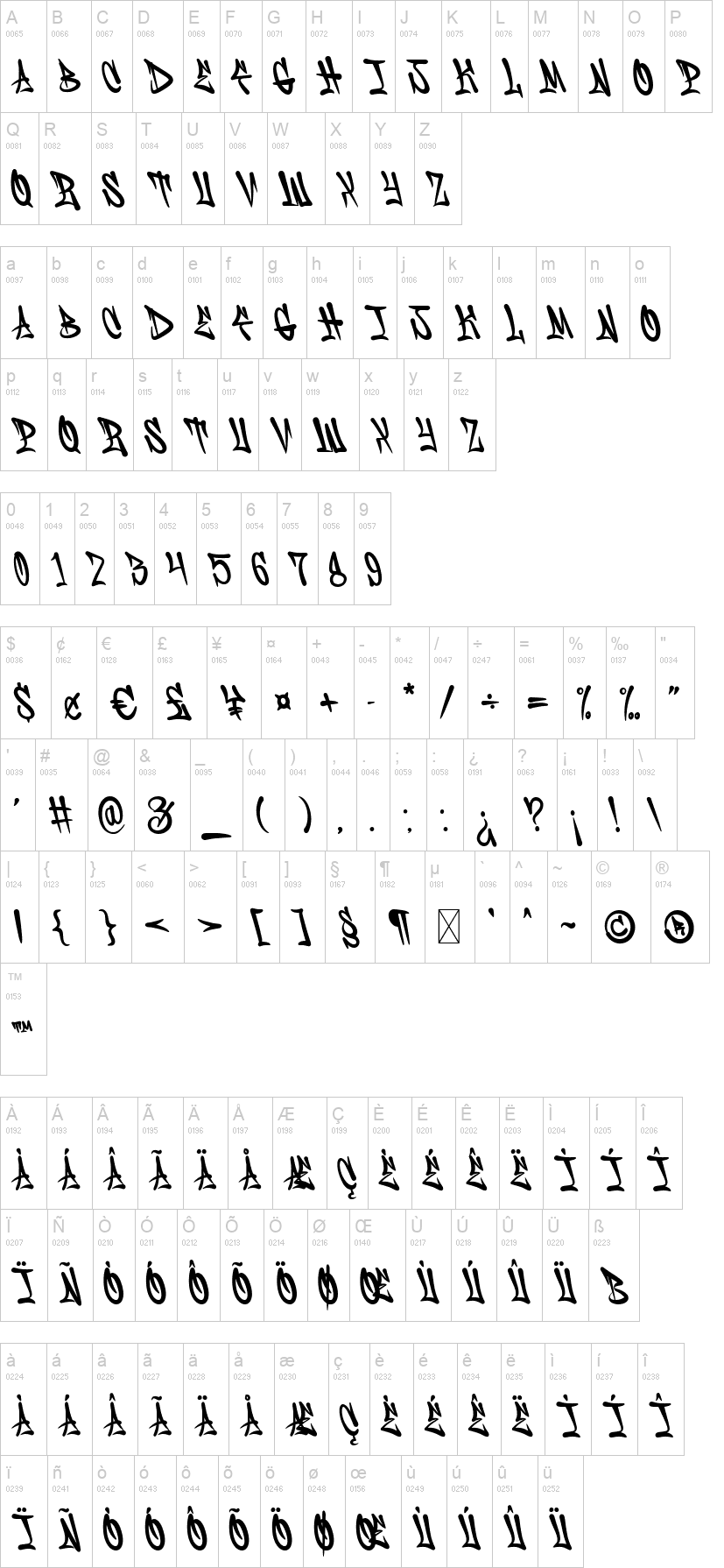 Hesorder 字体字形表