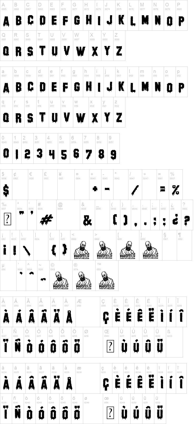 Hollywood Nightmare 字体字形表
