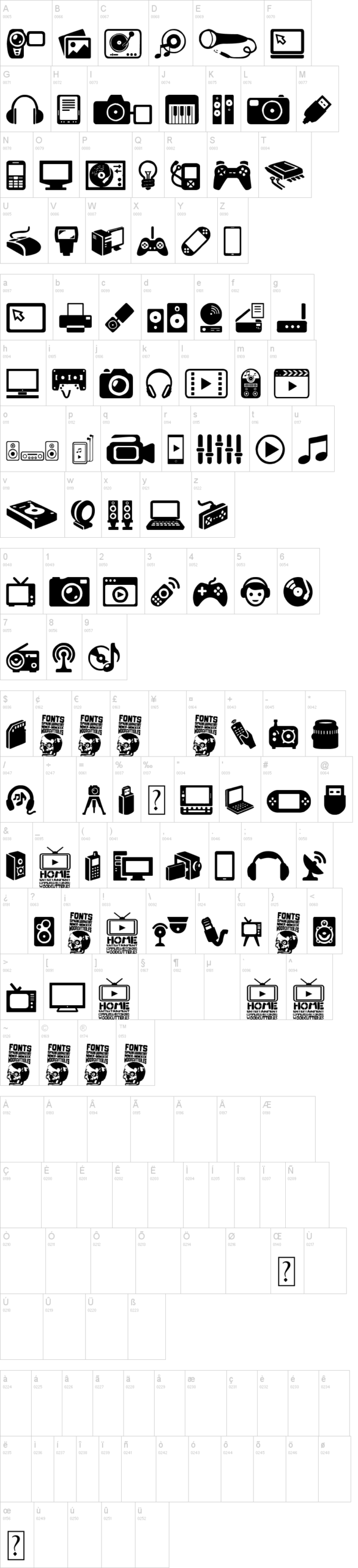 Home Entertainment 字体字形表