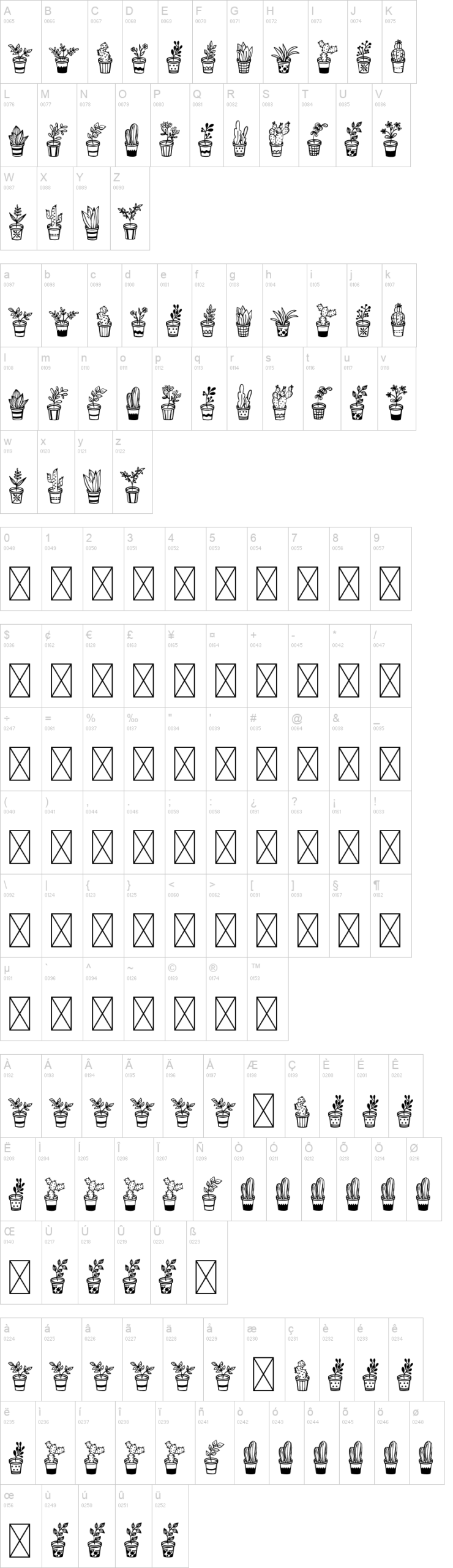 Home Plants 字体字形表