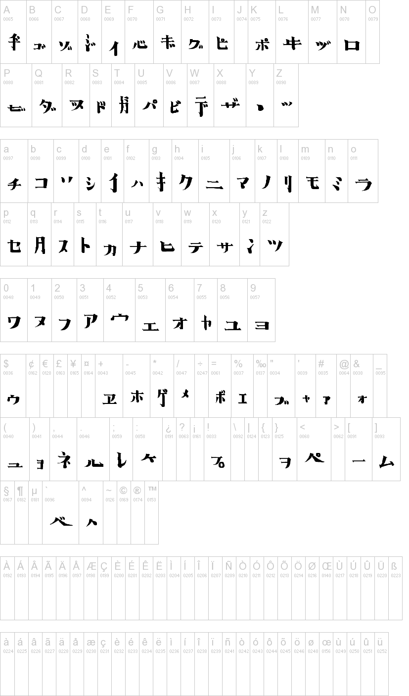 Horror Impact B 字体字形表