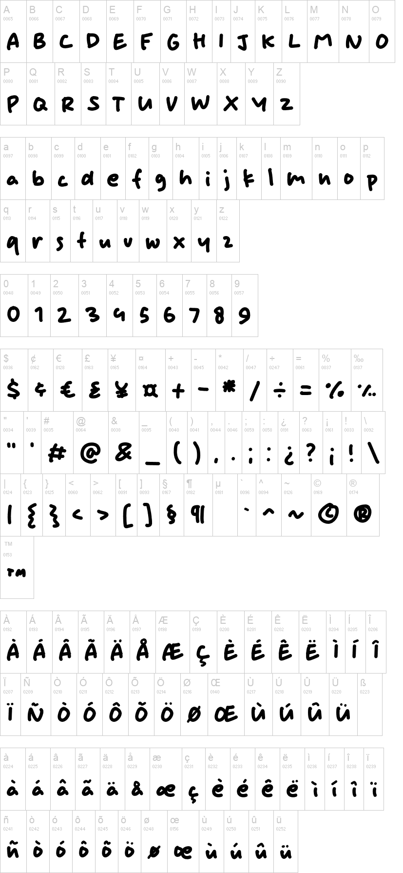 Huge Smile 字体字形表