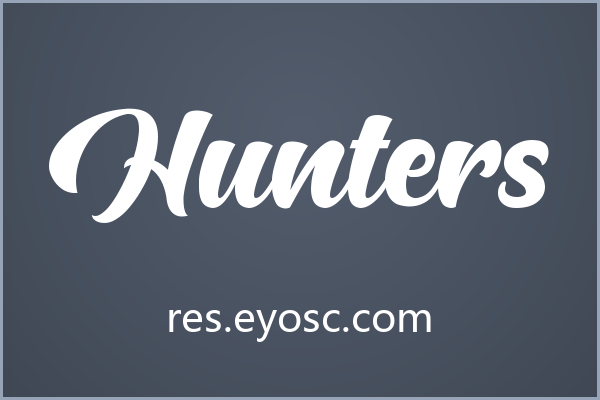 笔触饱满的书法体Hunters，自带复古质感